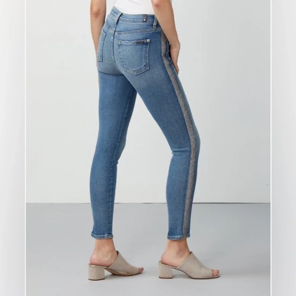 NWT 7 FOR ALL MANKIND B(air) High-waist Ankle Skinny Jeans 27 Glitter - Picture 2 of 13